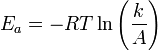 e_a = -rt \ln \left( \frac{k}{a} \right)