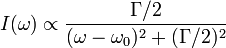  i(\omega) \propto \frac{\gamma/2}{ (\omega - \omega_0)^2 + (\gamma/2)^2} 