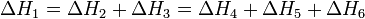 \delta h_1 = \delta h_2 + \delta h_3 = \delta h_4 + \delta h_5 + \delta h_6