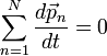 \sum_{n=1}^{n} \frac{d\vec{p}_n}{dt}=0 