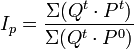 i_p= \frac{\sigma(q^t\cdot p^t)}{\sigma(q^t\cdot p^0)}