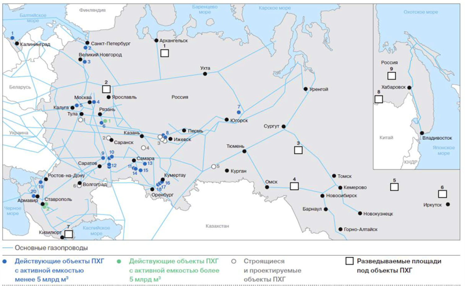 Карта ЕСГ Газпрома. Расширение Пунгинского ПХГ.