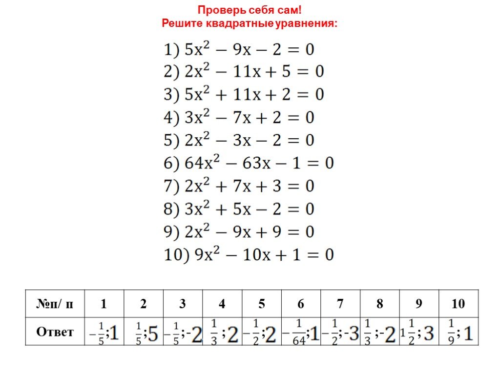 Задачи дискриминант 8. Квадратные уравнения примеры с решением. Решить квадратное уравнение примеры. Примеры квадратных уравнений с ответами. Квадратные уравнения 8 класс примеры.