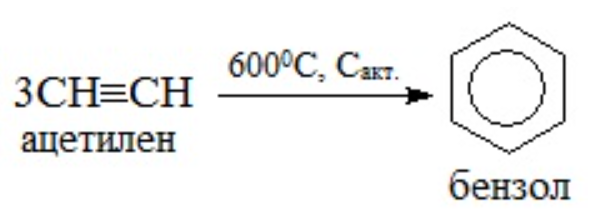 Напишите уравнение реакции ацетилен бензол