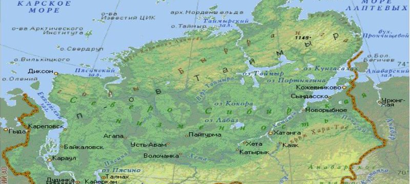 Карта таймыра подробная географическая