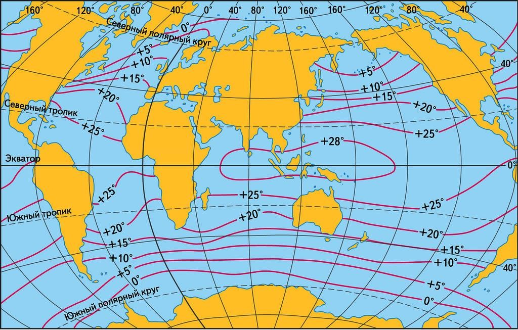 Карта температуры воды в мире