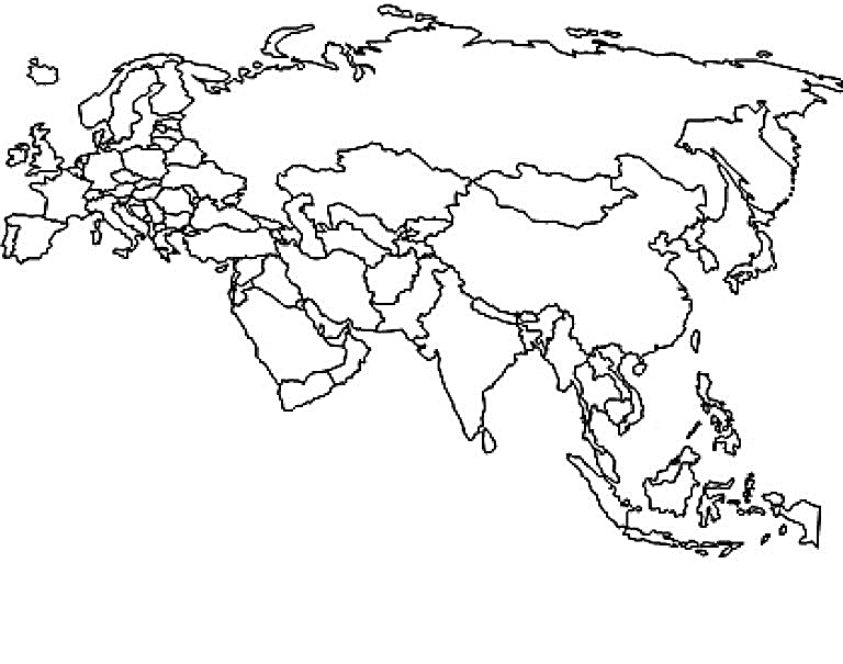 Карта евразии черно белая