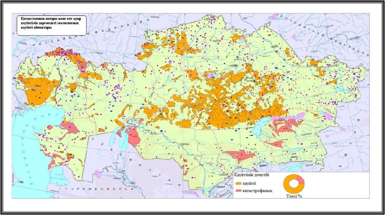 Казахстан влияние. Экологическая карта Казахстана. Карта экологического риска. Зоны экологического риска. Зоны повышенного экологического риска.