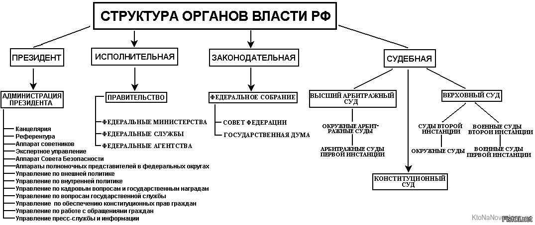 Составить схему государственного управления в современной россии