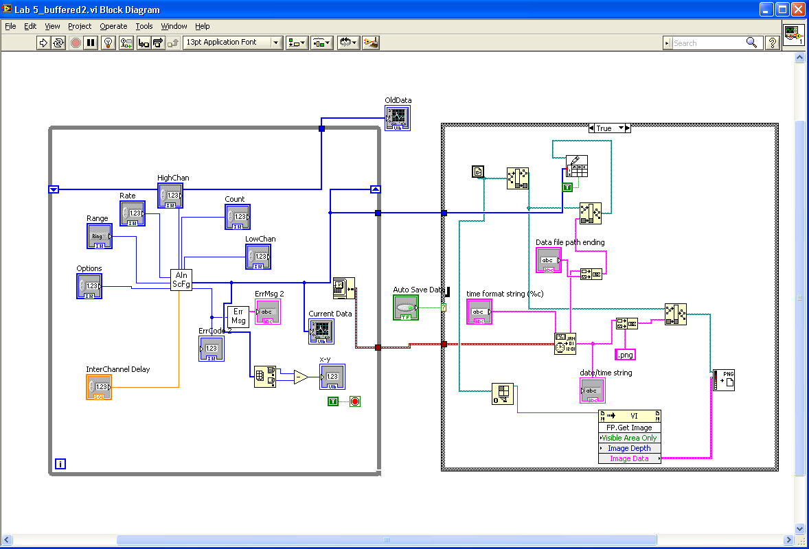 Построение блок диаграммы labview