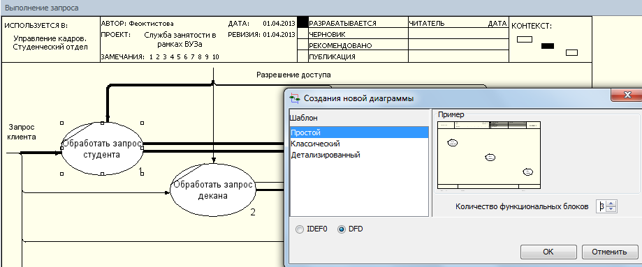 Невозможно добавить более одного функционального блока на контекстную диаграмму