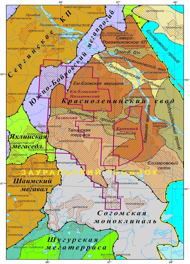 Тектоническая карта центральной части западно сибирской плиты