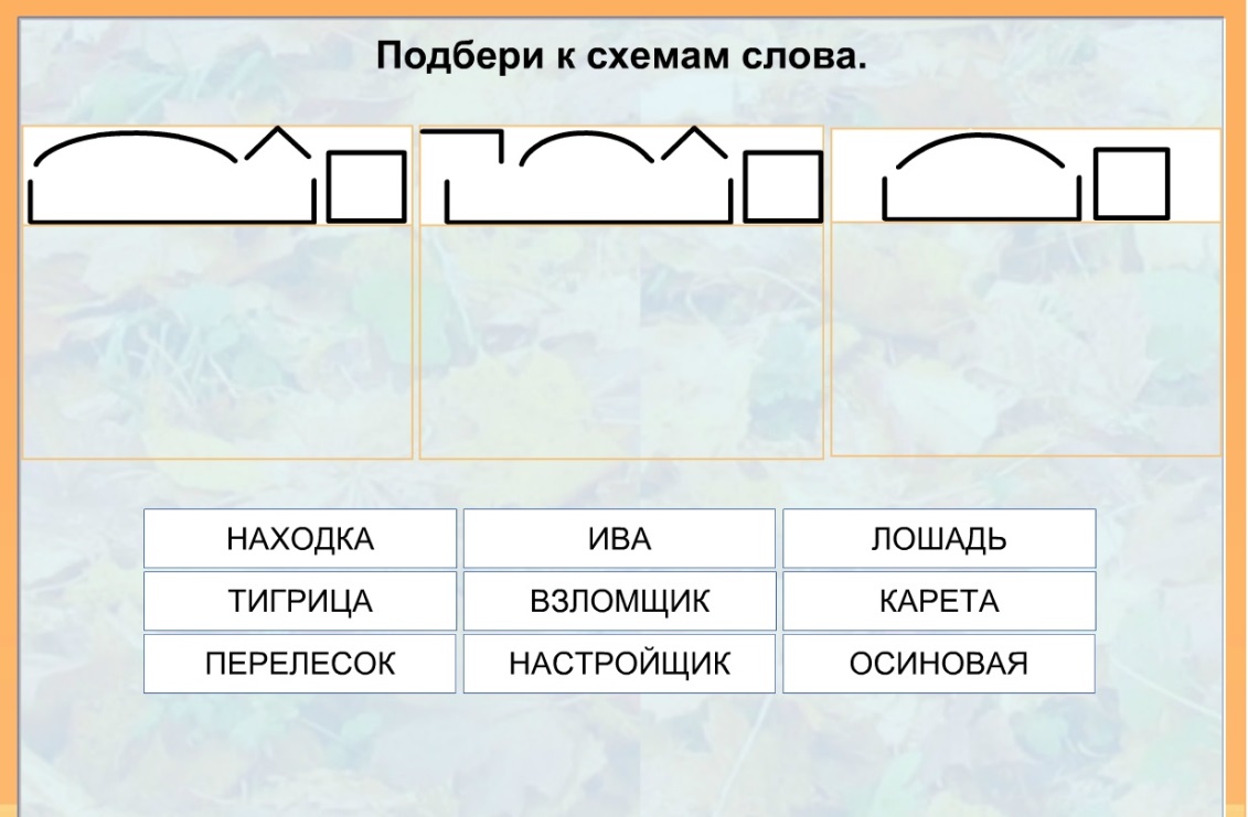 Найдите слово которое соответствует схеме