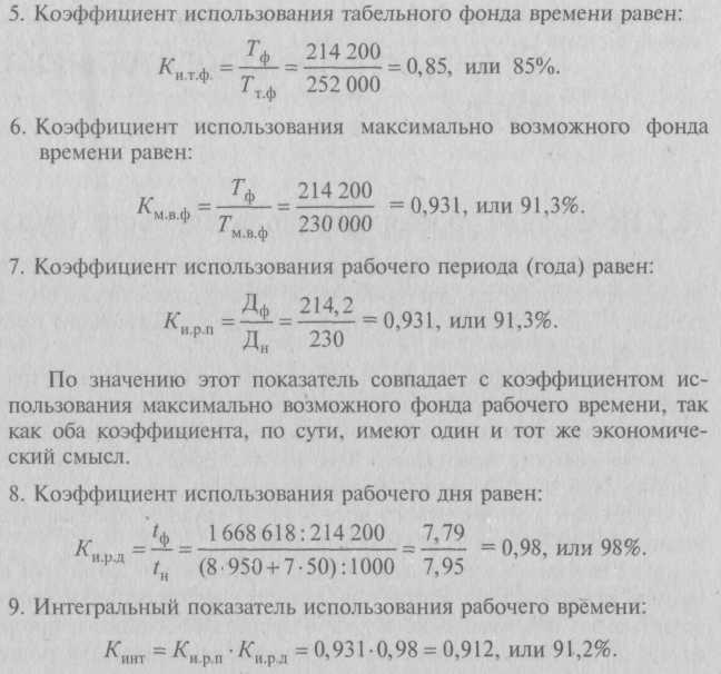 Коэффициент рабочего времени. Коэффициент использования табельного фонда рабочего времени. Показатели использования фонда рабочего времени. Коэффициент использования рабочих. Коэффициент использования рабочего фонда.