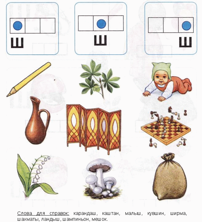 Картинки со звуком ш в конце слова для детей