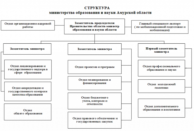 Структура министерства лесного хозяйства. Структура Министерства образования.