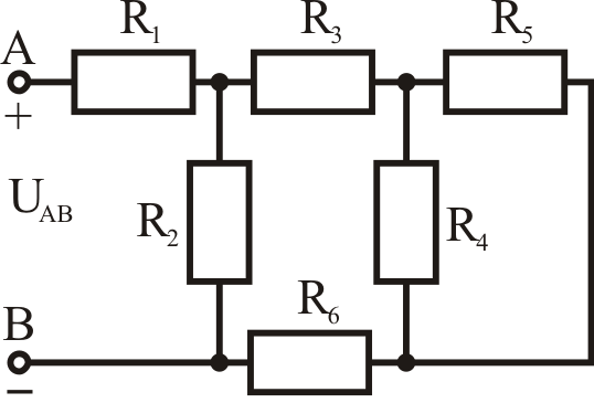 Схема из 5 резисторов с решением