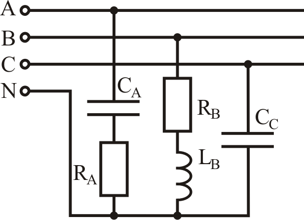 Три резистора каждый сопротивлением 125 ом соединены по схеме звезда и включены в трехфазную