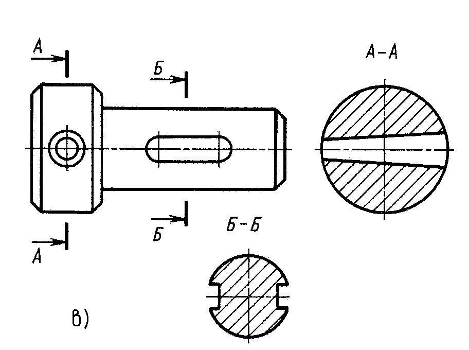 Вид а б в и г. Вынесенное сечение сквозного отверстия. Рис 170 вынесенные сечения. Начертить вынесенное сечение а-а. Сечение в проекционной связи.