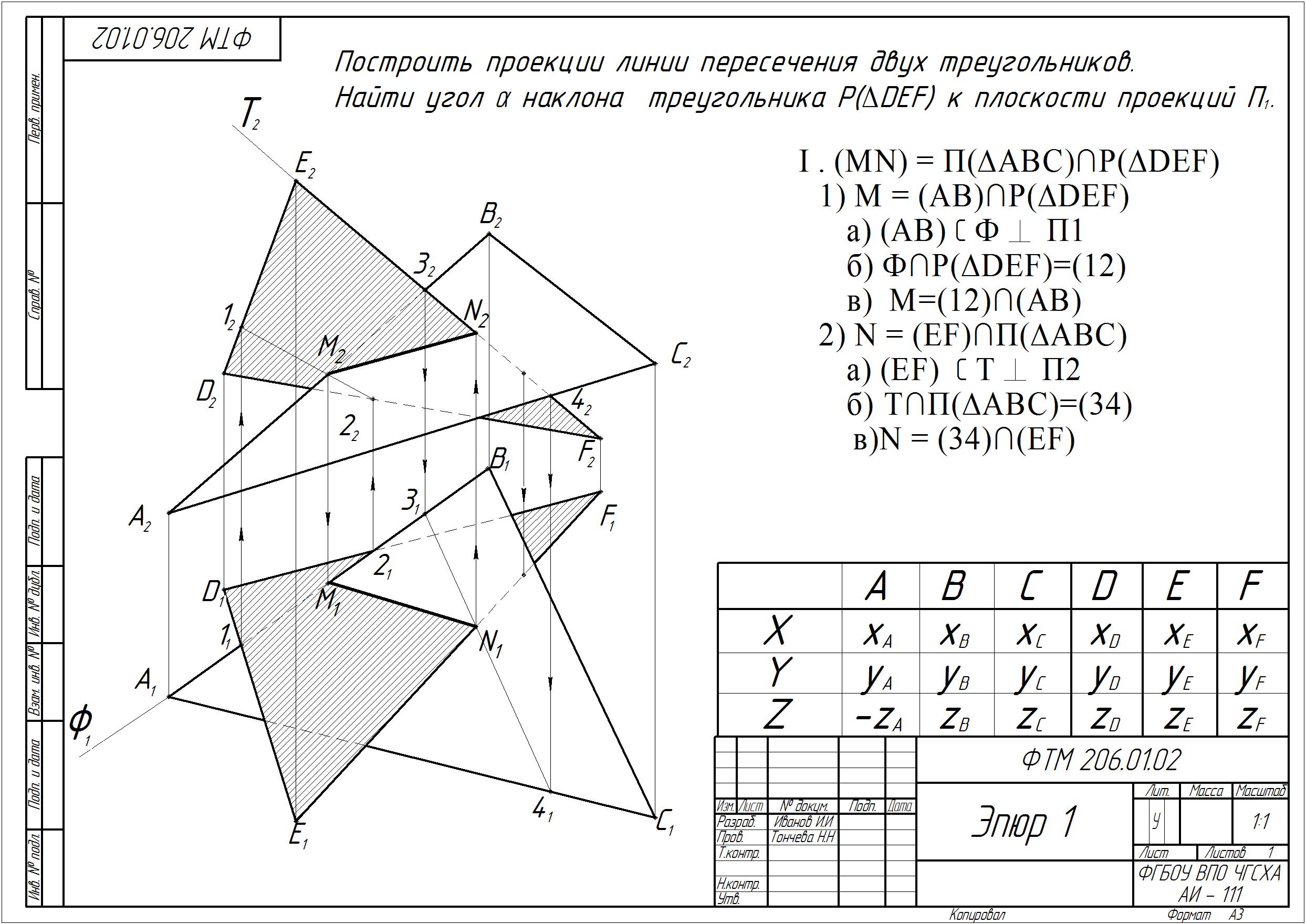 Начертательная геометрия пгупс 1 курс чертежи