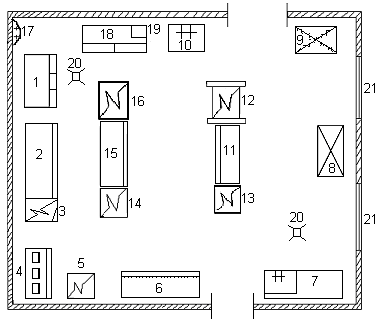 Схема горячего цеха с расстановкой