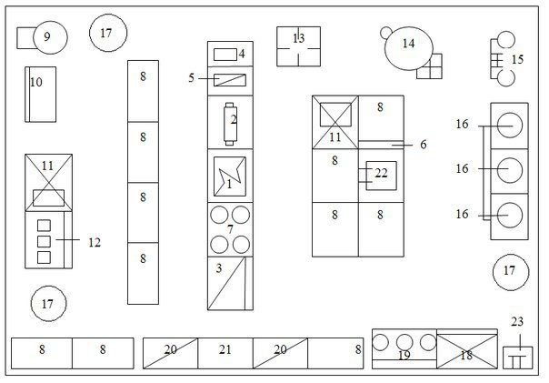 Схема горячего цеха с расстановкой
