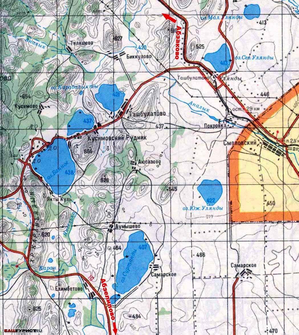 Карта озеро банное в башкирии