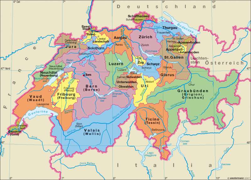 Карта швейцарии на русском языке с кантонами