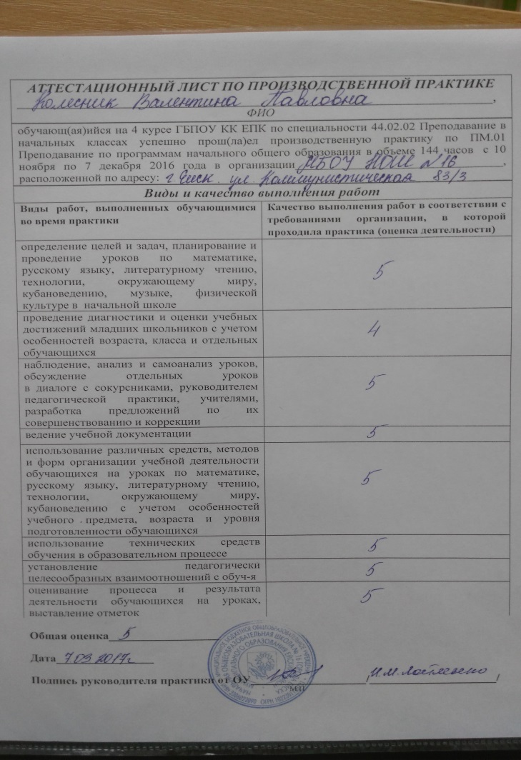 Образец преддипломной практики педагога