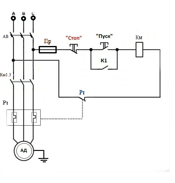 Принципиальная схема электродвигателя
