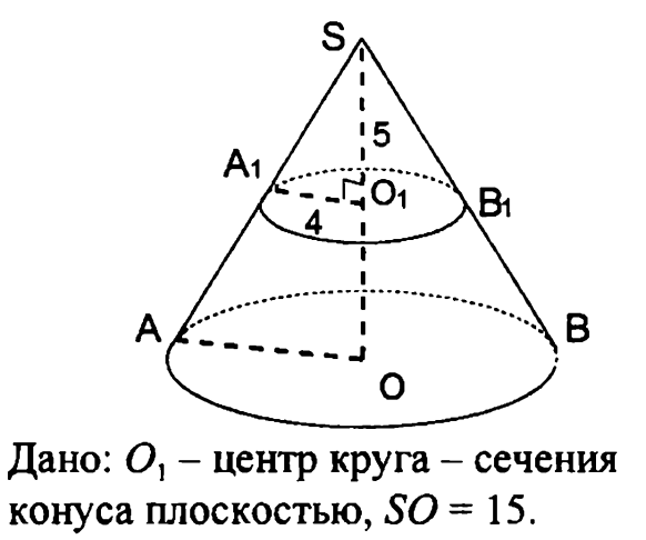 Высота боковой поверхности конуса. О1 центр круга сечения конуса плоскостью so 15. 11.24 Объем и площадь боковой поверхности конуса. Конус so высота конуса. Объем и площадь боковой поверхности конуса so высота.