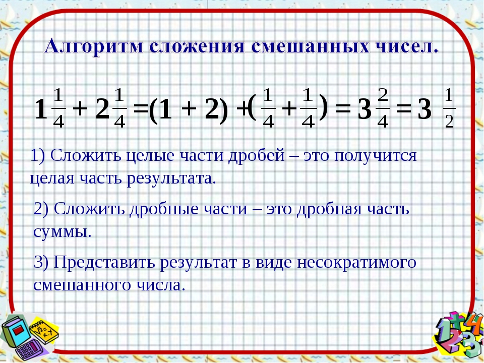 Вычитание смешанных дробей 5 класс презентация