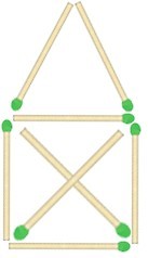 Из 9 треугольников 1. Передвиньте 1 спичку чтобы вместо 9 треугольников получилось 1. Передвиньте 3 спички чтобы получилось 9 треугольников. Передвиньте 2 спички чтобы получить 3 треугольника. Переложить одну спичку так чтобы вместо 9 треугольников остался один.