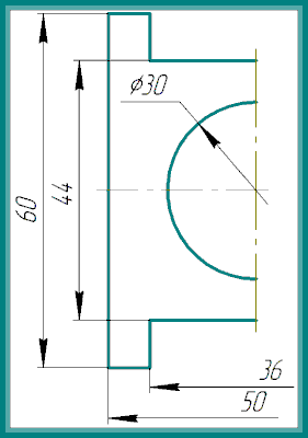 Чертеж половины детали