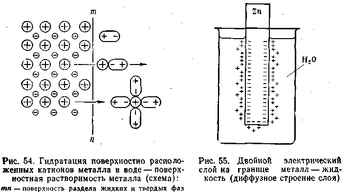 Двойной слой. Двойной электрический слой на границе металл-раствор электролита. Схема двойного электрического слоя на границе электрод-раствор. Возникновение потенциала на границе металл-раствор. Возникновение электродного потенциала на границе металл раствор.