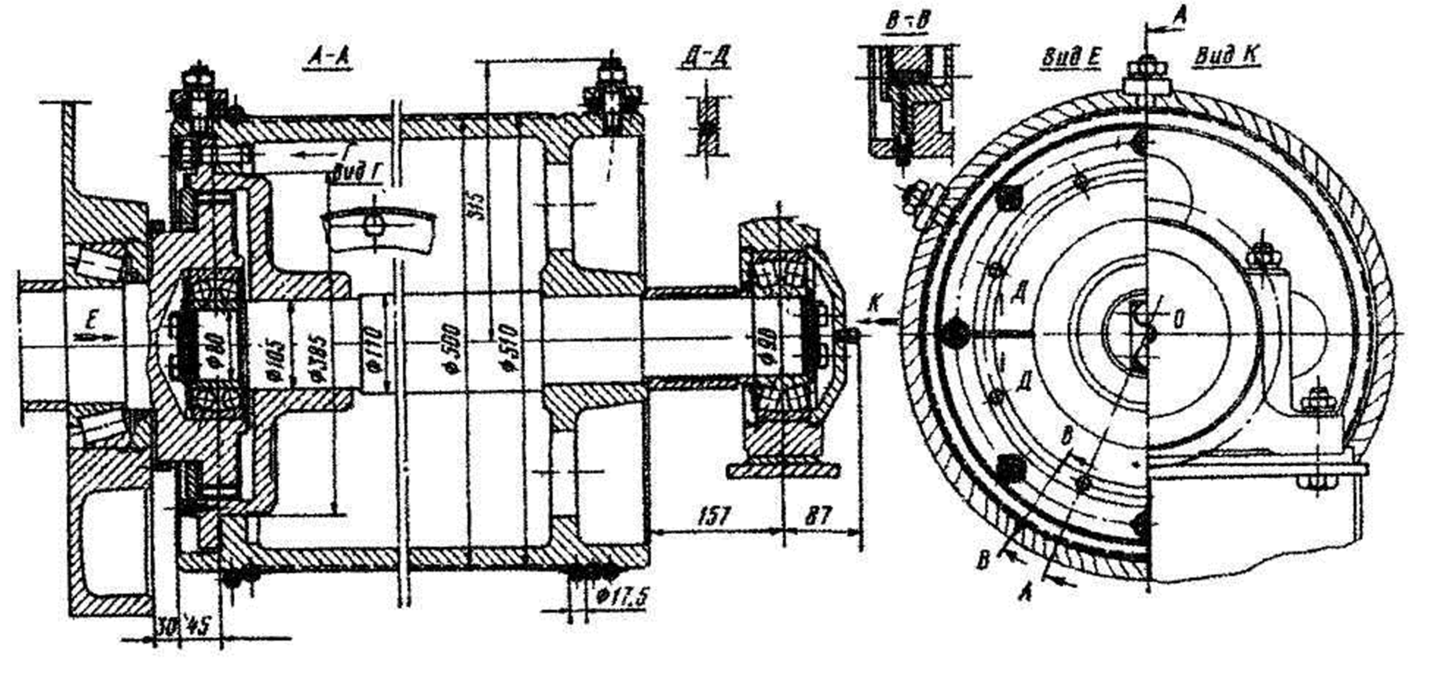 Чертеж кранового барабана