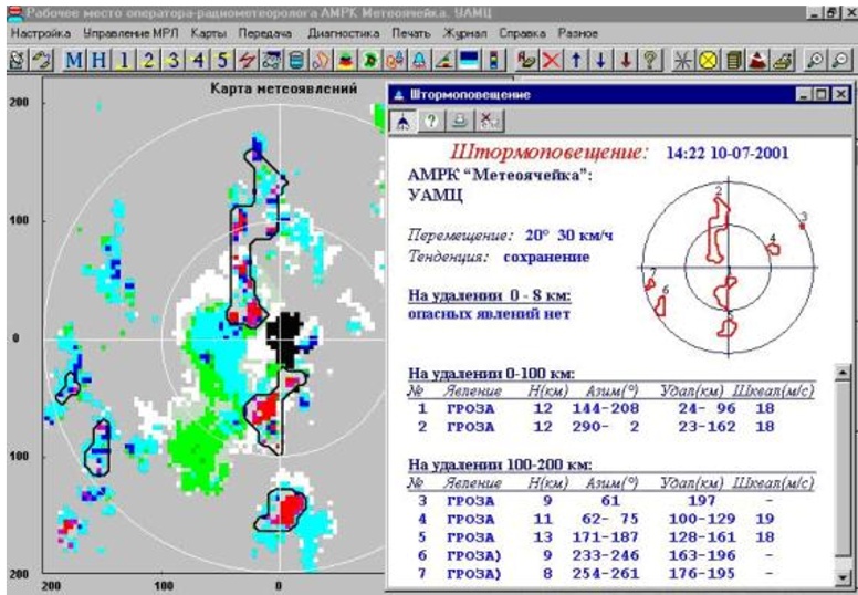 Радиолокационная карта метеоявлений