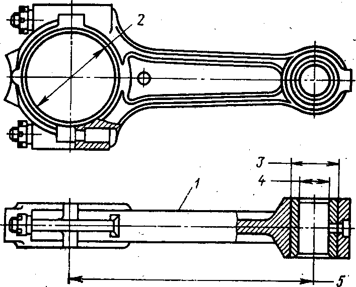 Шатун двигателя чертеж