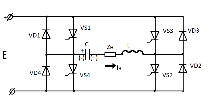 Инвертор на тиристорах схема