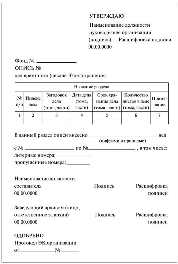 Лист использования документов архива образец