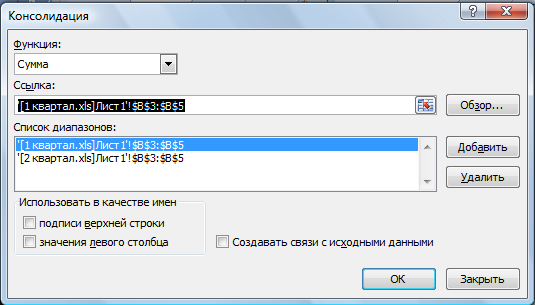 Связи между файлами и консолидация данных в ms excel практическая работа