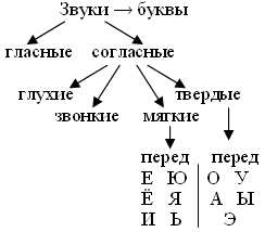 Схема звуков 1 класс гласный и согласный