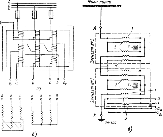 Схема соединения обмоток трансформатора напряжения нтми