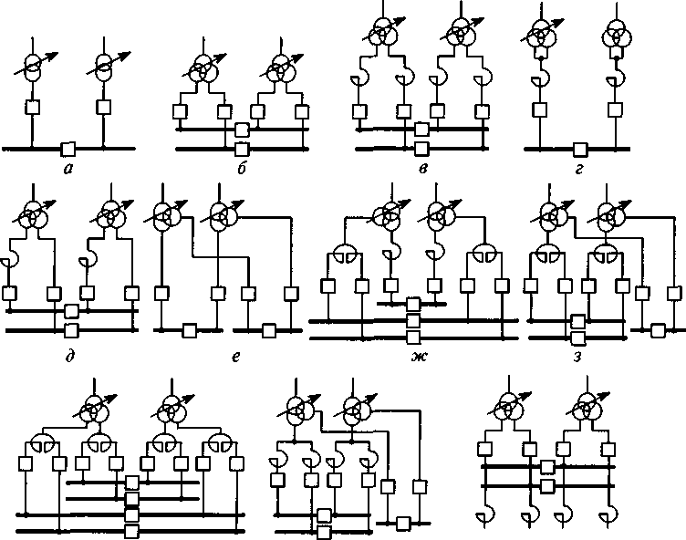 Типовые схемы ру высокого и среднего напряжения подстанций