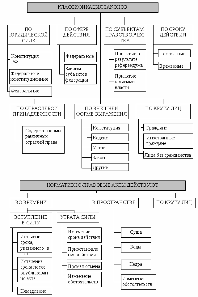 Виды законов схема