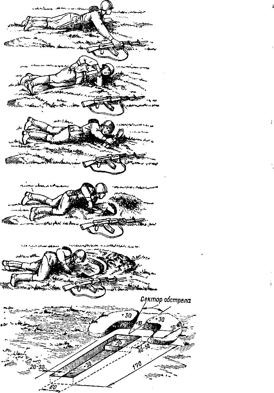 Схема окопа для стрельбы лежа