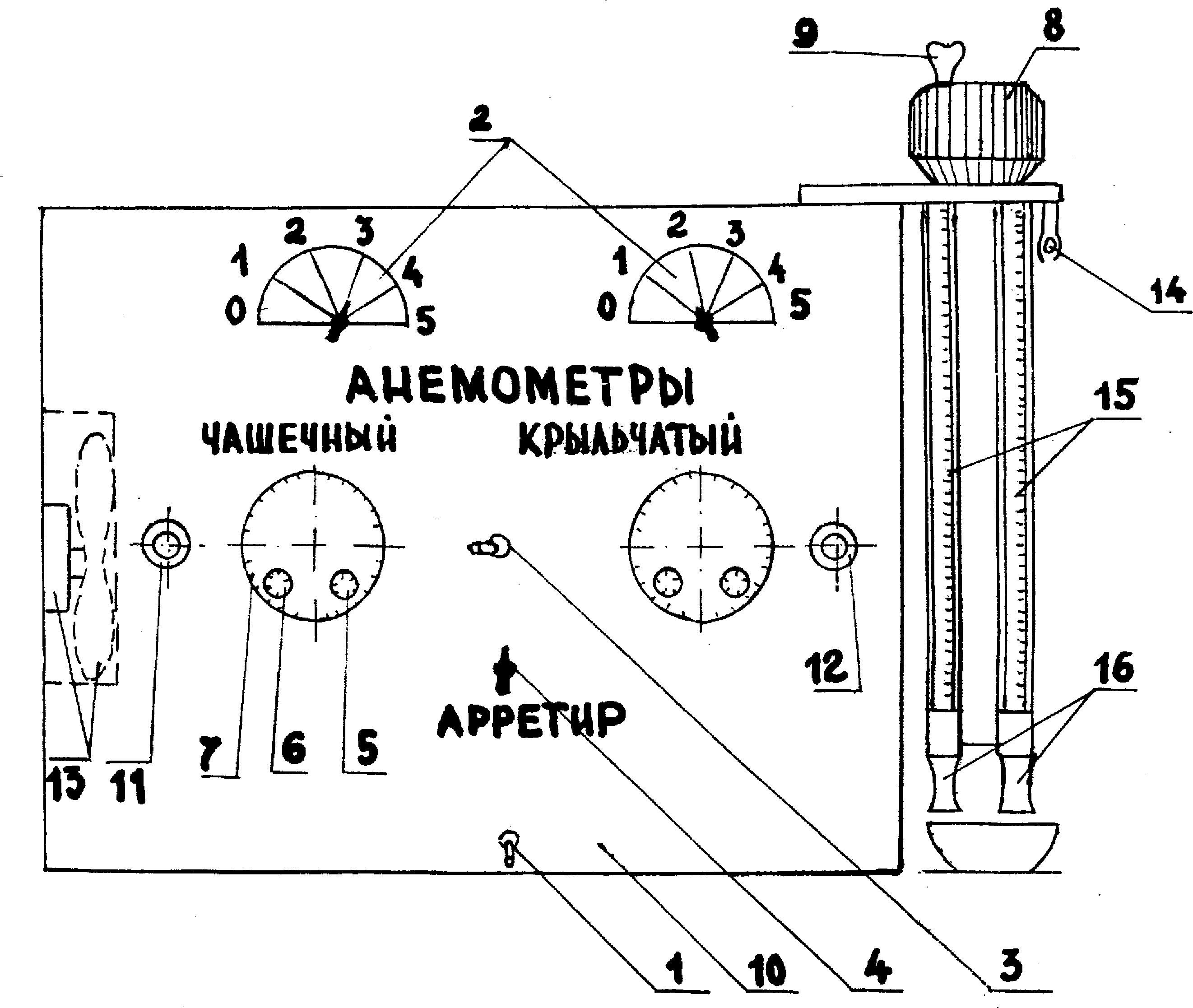 Схема лабораторной установки для исследования микроклимата