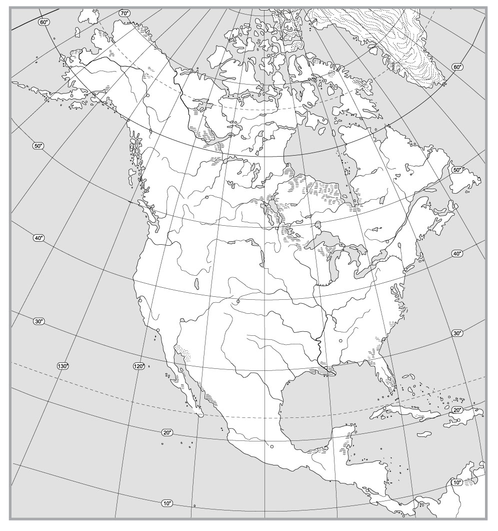 Контурная карта Северной Америки Америки
