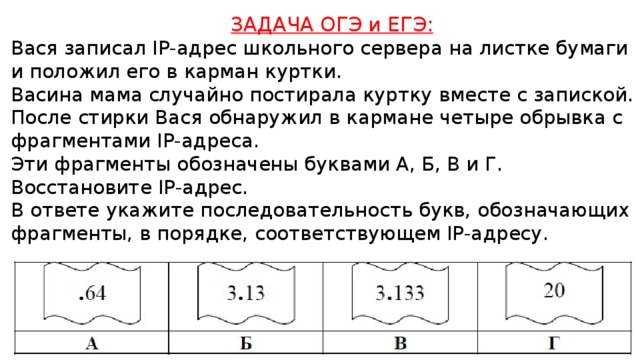 Задание 7 айпи адрес