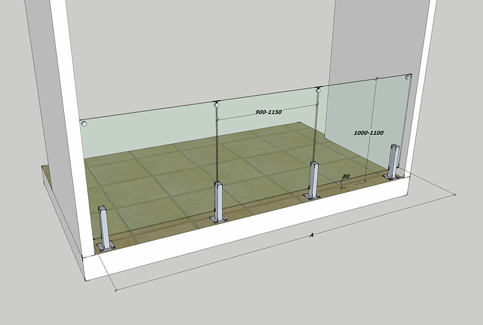 Длина стекла. Высота перил на балконе. Чертежи цельностеклянных ограждений. Высота перильного ограждения балкона. Высота стеклянного ограждения.